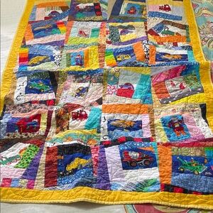 Little boys or girls I guess car lovers and truck lover Hand done quilt
